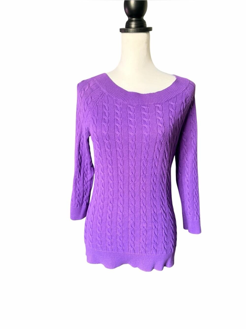 Ann Taylor LOFT Outlet Purple ¾ Sleeve Sweater Small